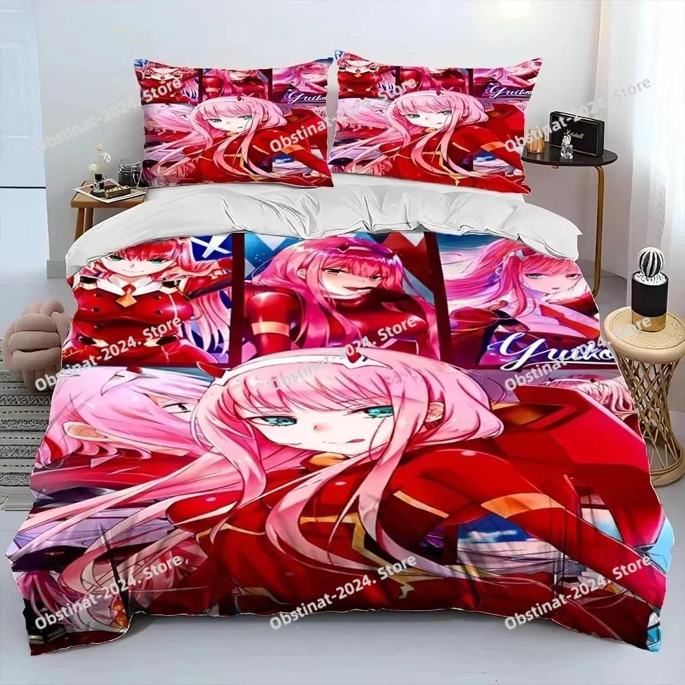 Zero Two DARLING In The FRANXX Аниме Комплект постельного белья Пододеяльник Полный Queen King Размер Наволочка Постель Печатный Взрослый Ребенок Односпальный Twin