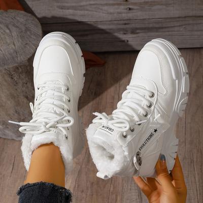 Женские ботильоны Теплые Увеличивающие рост Зимние ботинки Хайтопы Платформа Хлопок Спортивная обувь Зимняя мода Водонепроницаемые ботинки Женские