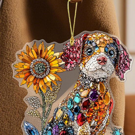 5Pcs/Set Cartoon Pendant 2D Acrylic Shiny Cat Dog Shape Decorative Car Charm Doors Backpacks Handbags Pendant