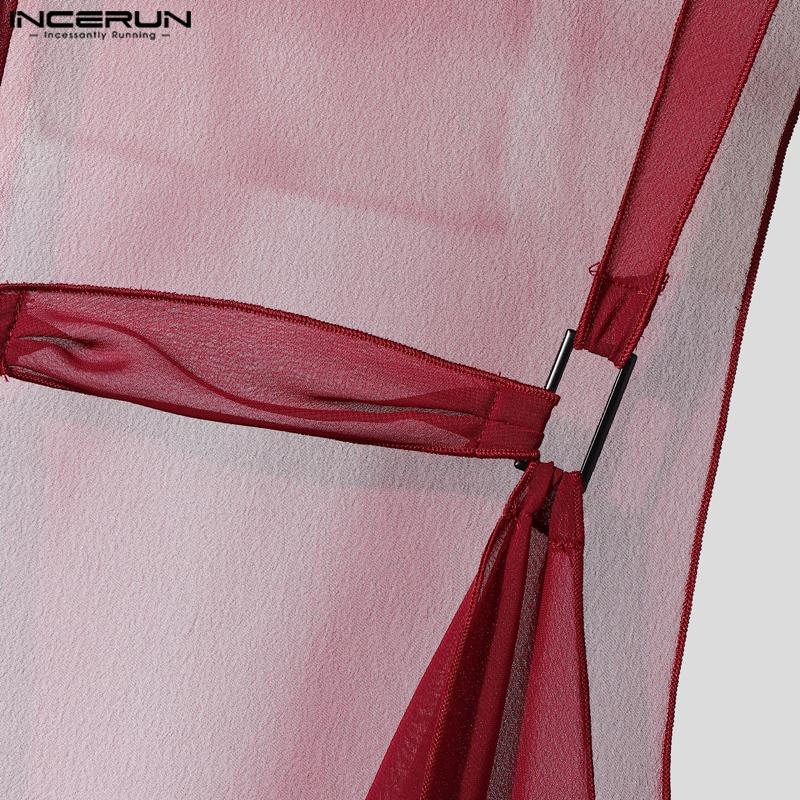 INCERUN Мужские майки без рукавов с вырезом-качели на бретелях из прозрачной сетки для вечеринок и клубов