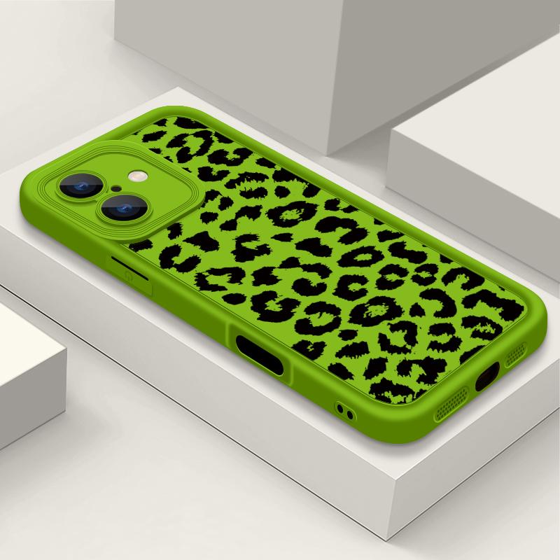 Leopard Print Pattern Shockproof Phone Case for iPhone 16 15 14 Plus 13 12 11 Pro Max Xs Xr 8 7 Matte Tpu Soft Lens Protection Anti-Fall Cover