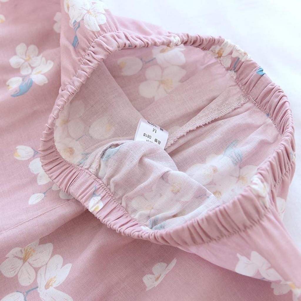 Цветочный Летний Кимоно с Застежкой спереди [SISOFTLY] Женский Джинбей, Узор, 100% Хлопок, Набор из 2 предметов, Рукава 3/4, Застежка, Самуэ, Милый, Юката, Женский,