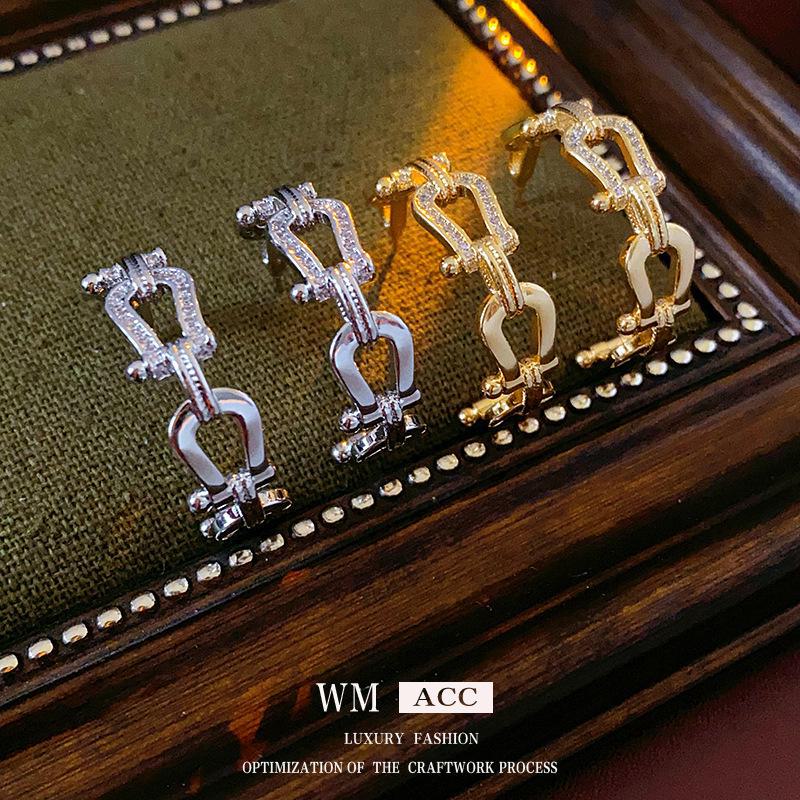 Позолоченные серебряные серьги с пряжкой в форме подковы - Элегантная роскошная мода для женщин