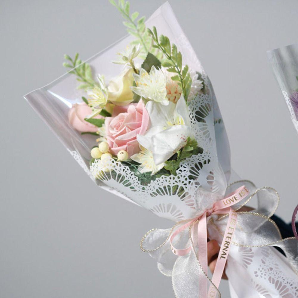 20pcs Plastic Flower Wrapping Bag DIY Gift Bag Single Rose Flower Wrapping Bag Valentine's Day Gift
