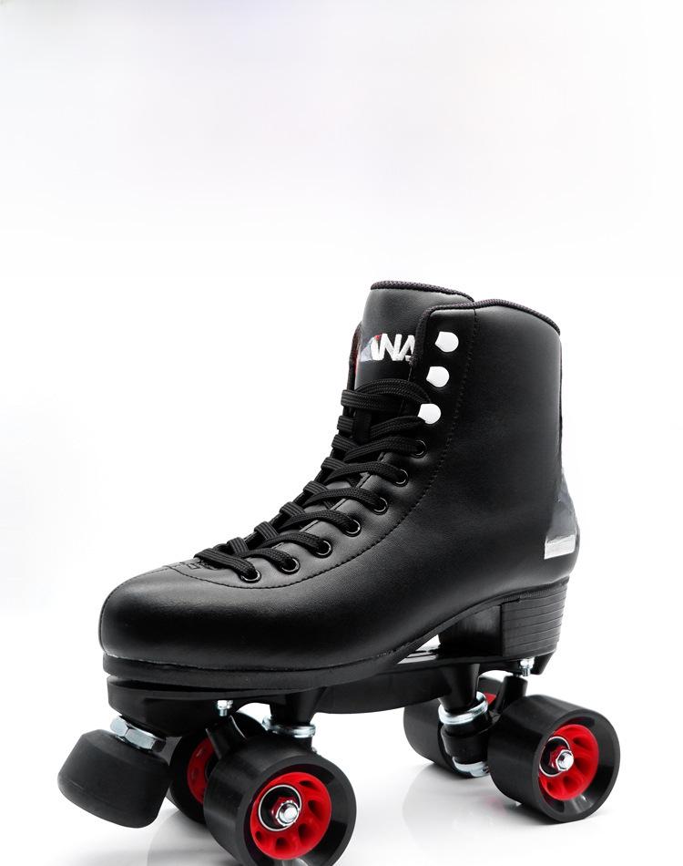 Регулируемые двухрядные четырехколесные роликовые коньки с износостойкими резиновыми тормозами