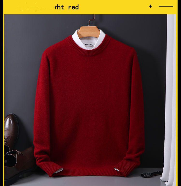 Men's Round Neck Wool Sweater - Korean Style Spring/Autumn/Winter Casual Knit Top