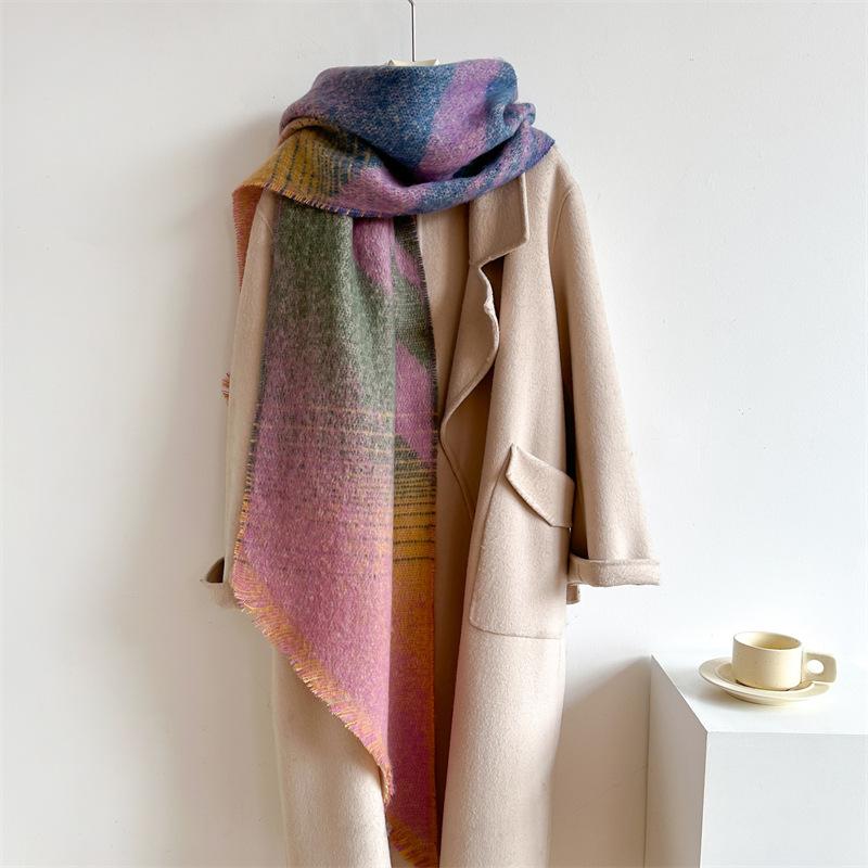 Men Women Vintage Scarf Autumn Winter Warm Imitation Cashmere Scarve For Female Outdoor Wrap Neckerchief Shawl Foulard Bandana