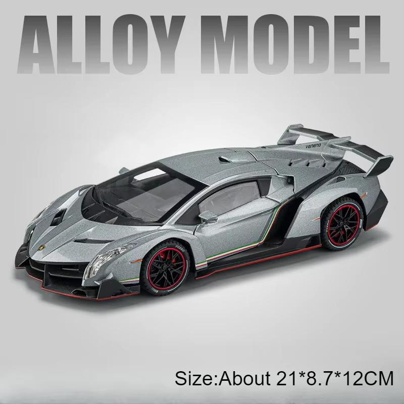 1:24 Lamborghini Countach LPI800-4 Veneno Модель Игрушечной Машинки Звук Свет Оттянуть Назад Поднять Заднее Крыло Миниатюрные Транспортные Средства Сувенир Подарок для Детей