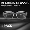 1 шт. Модные квадратные очки для чтения Унисекс дизайн Пружинный шарнир для комфорта Блокировка синего света Плотная посадка от +1.0 до +3.0