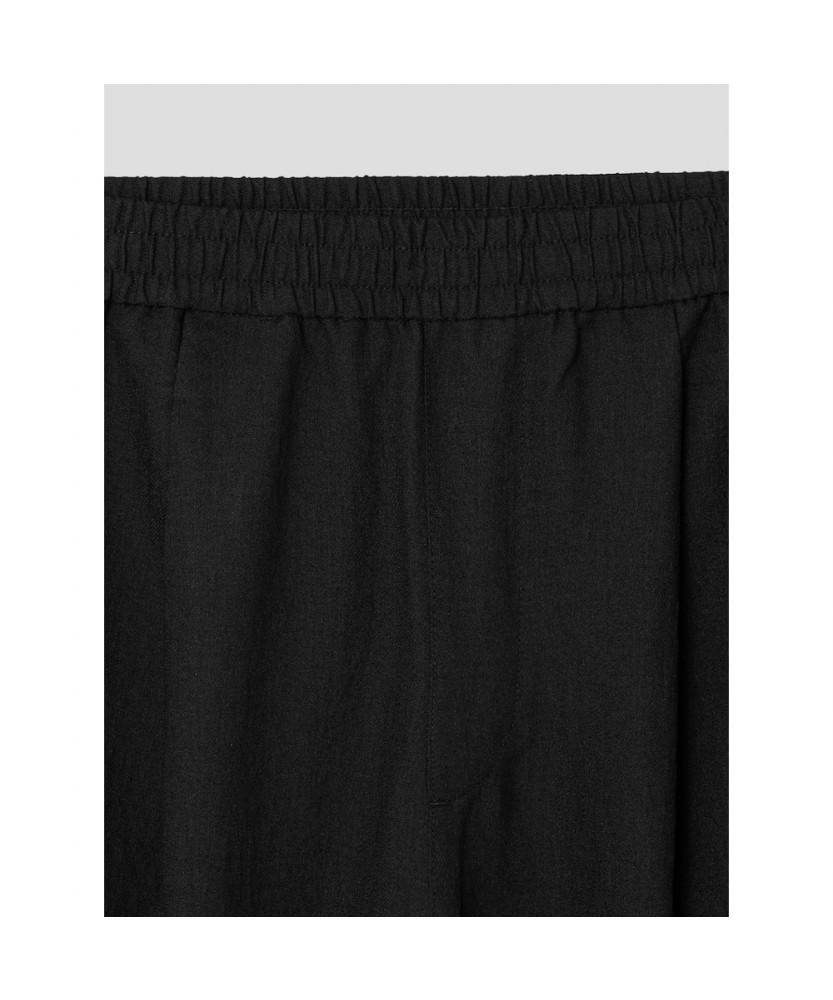 8SECONDS Lecture Semi-Wide Fit Elastic Waist Slacks Black