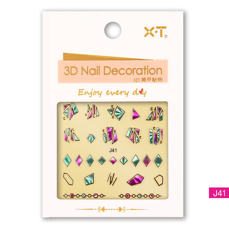 3D Three-dimensional Hot Stamping Nail Decals Star and Moon Sapphire Color Imitation Diamond Self-adhesive Nail Art Sticker DIY Jewelry