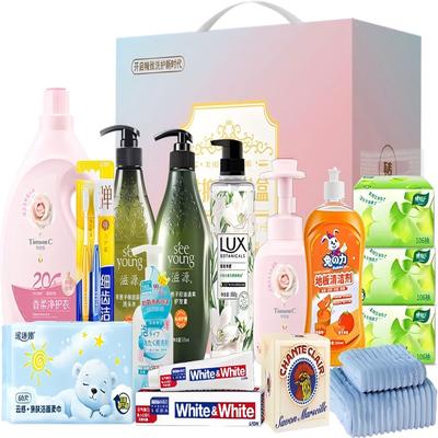Набор из 13 предметов: Средства для ухода за волосами разных брендов и essentials для уборки дома