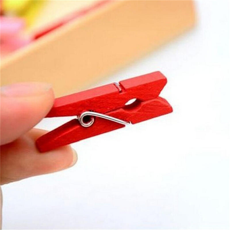 50Pcs Mini Natural Wooden Clothes Photo Paper Peg Clothespin Craft Clips