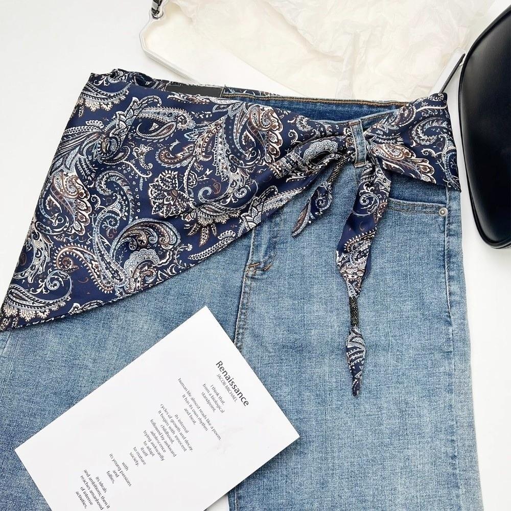 Imitation Silk Waist Scarf Retro Belt Scarf Literary Triangle Scarf Women