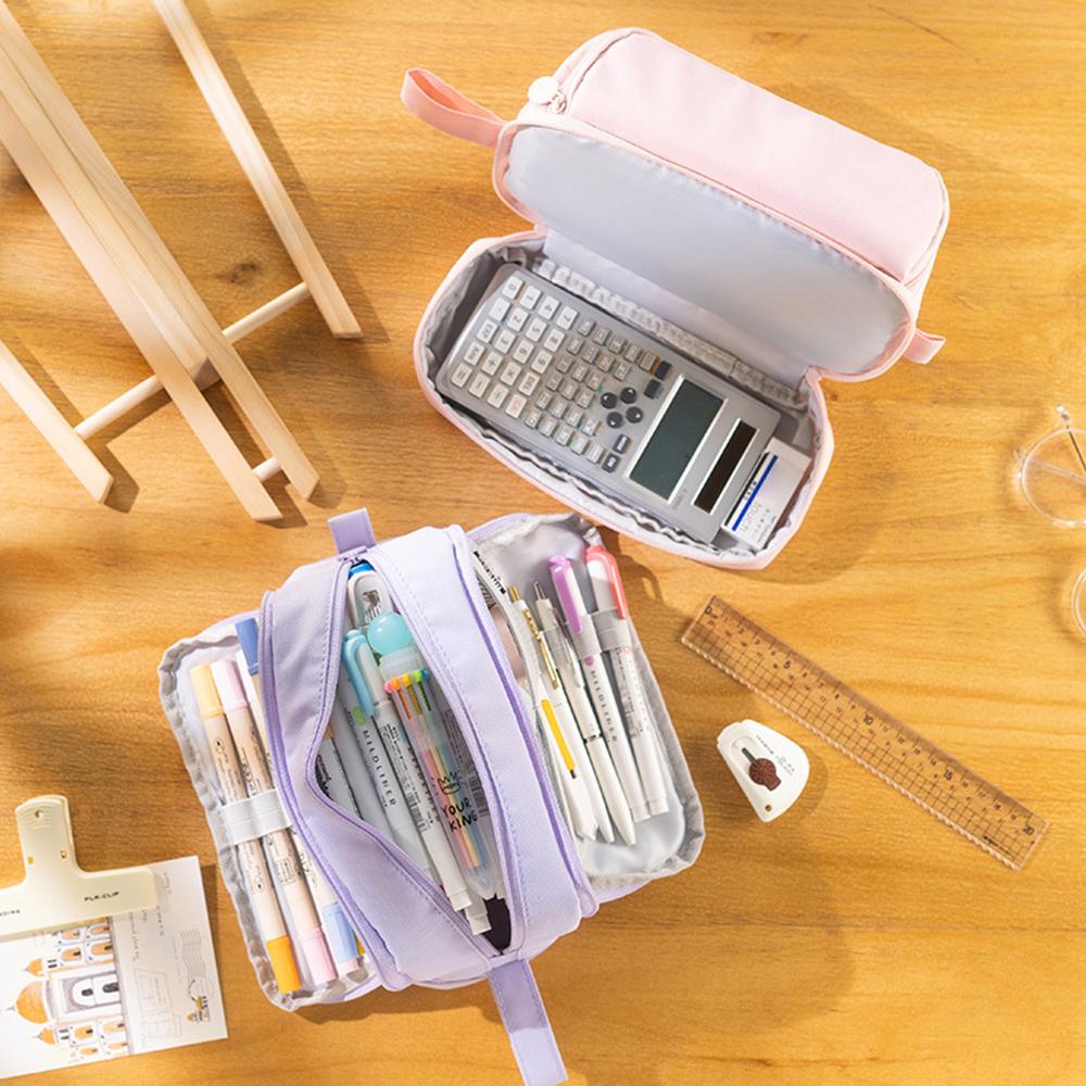 Милый пенал большой емкости, пенал, прочный и легко чистящийся, канцелярские принадлежности, карман на молнии