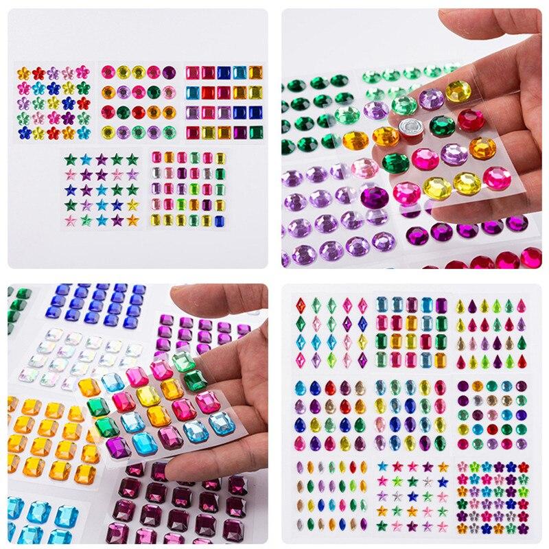 Colored Self-adhesive Rhinestones Sticker Children's Stage Show DIY Face Eye Decoration Acrylic Crystal Diamond Tattoo Sticker