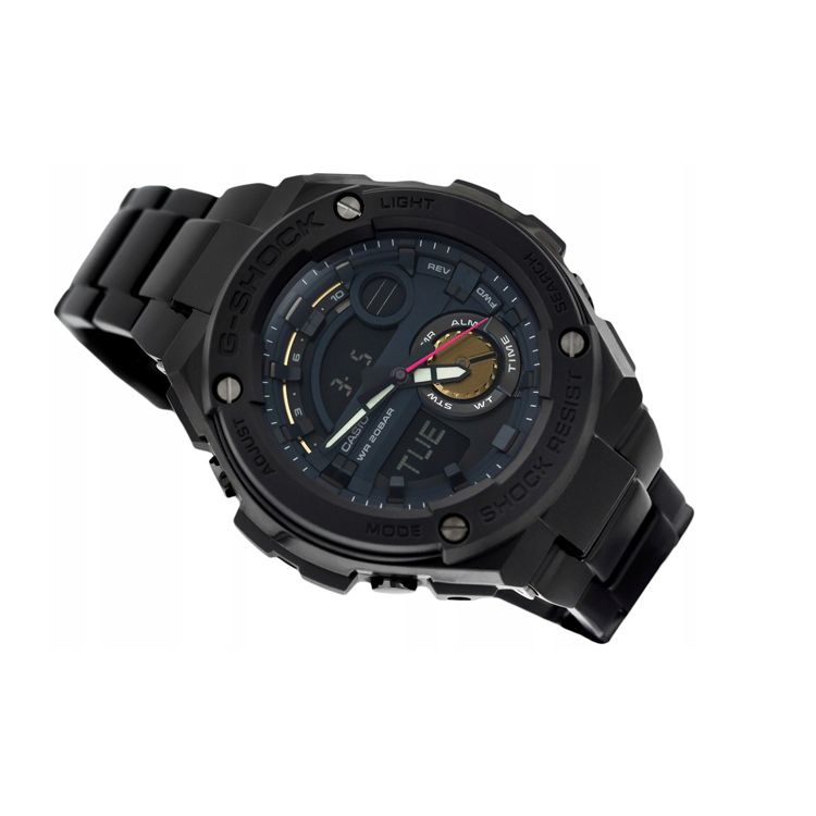 Casio Спортивные часы G-Steel Водонепроницаемые Ударопрочные Светодиодная подсветка Кварцевый механизм Ремешок из смолы Мужские часы Черные GST-200RBG-1ER