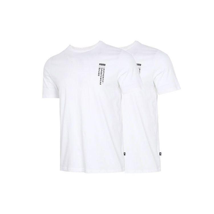 Puma Casual Sports Letter Print Crew Neck T-Shirt Men Tops White 855975-02