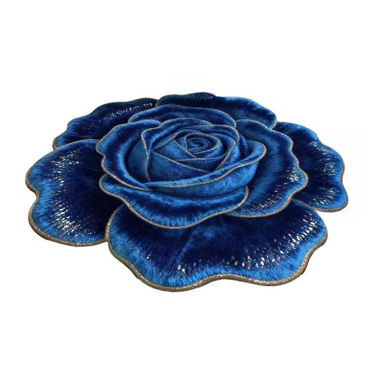 3D Flower Area Rug Absorbent Quick Dry Irregular Plush Floral Floor Mat Washable Non-slip Living Room Bedroom Bathroom Kitchen Decoration Carpet