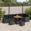 9-Piece Garden Sofa Set with Black Cushions Poly Rattan Acacia 3361629
