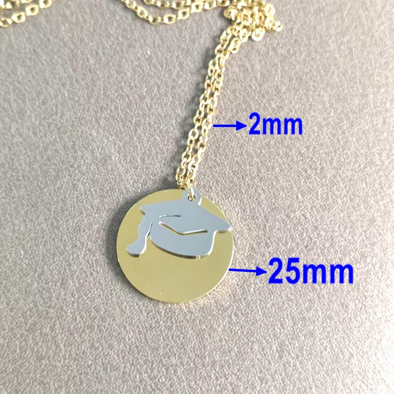 10pcs lot 304 stainless steel Round Dis With Hat gold steel color pendant necklace