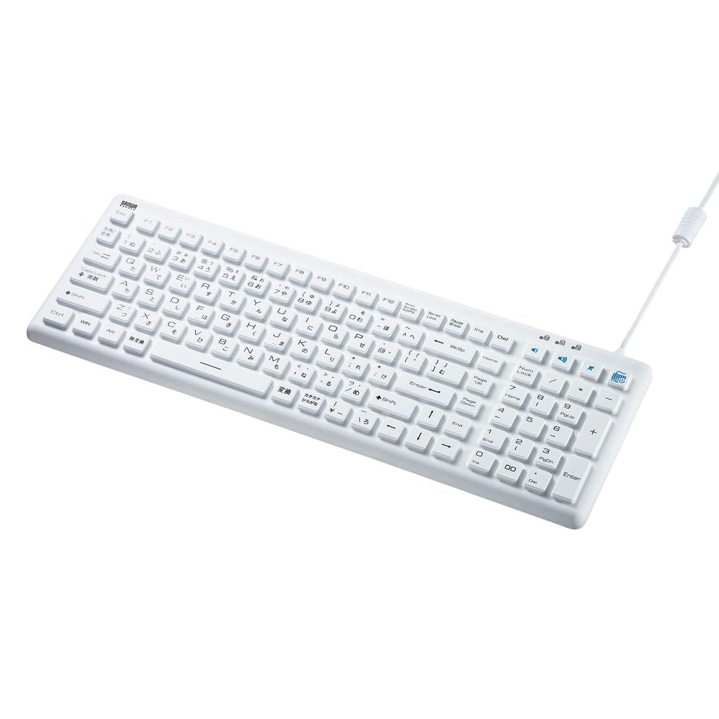 Sanwa Supply Keyboard Wired USB Connection Dustproof White Antibacterial, Waterproof, SKB-BS7W