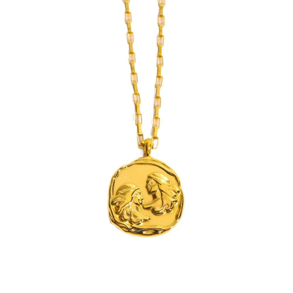 Pendant 12 Constellation Necklace Neck Jewelry Vintage Golden Necklace  Vacation