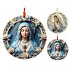 1/2 шт акриловое украшение Пресвятой Девы Марии с шнурком для дома, офиса, комнатная рождественская елка, подвесное 2D плоское украшение Богоматери, круглое католическое