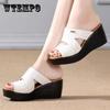 Women's Summer Slippers High-heeled Sandals New Wedge Shoes Beach Fish Mouth Thick Bottom Pu Platform Sandals