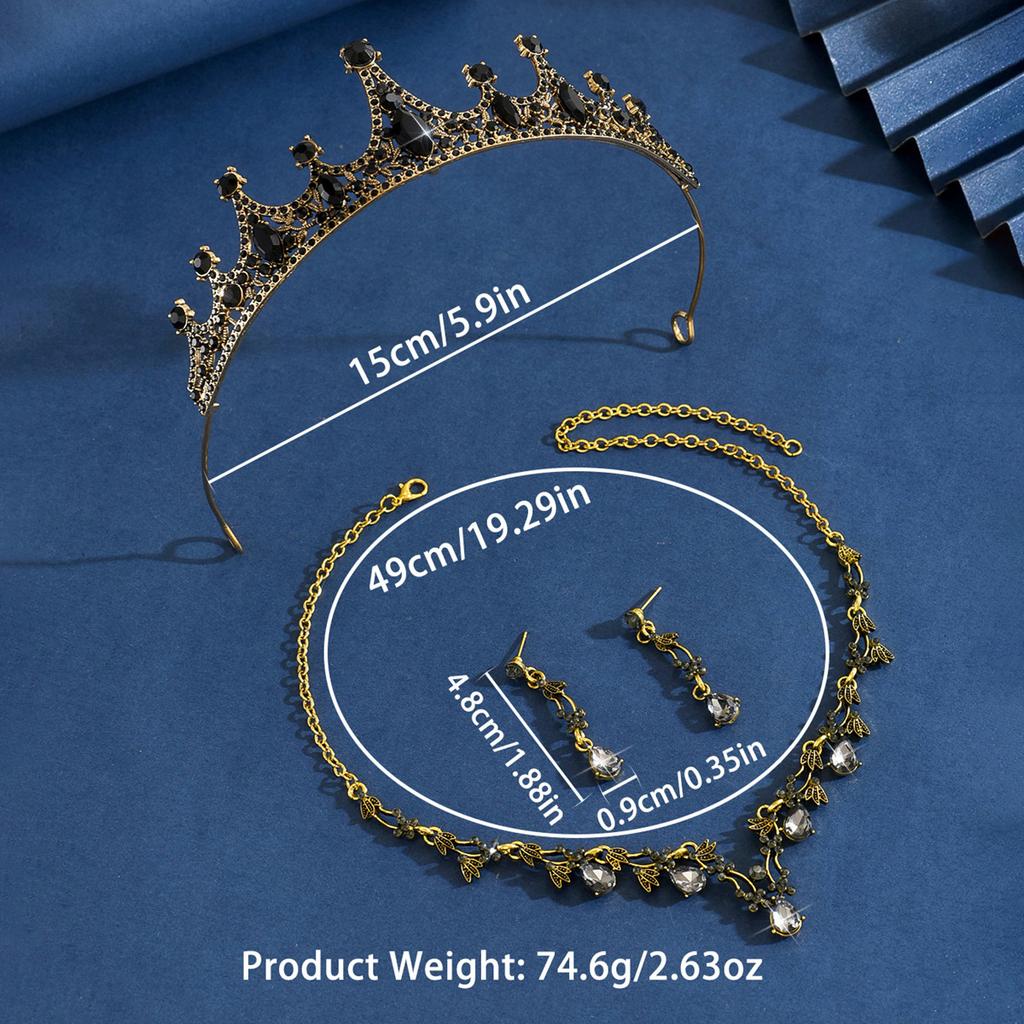 Свадебное колье и серьги, набор, цепочка, свадебное колье, аксессуары, колье-корона, серьги, свадебный головной убор из трех частей