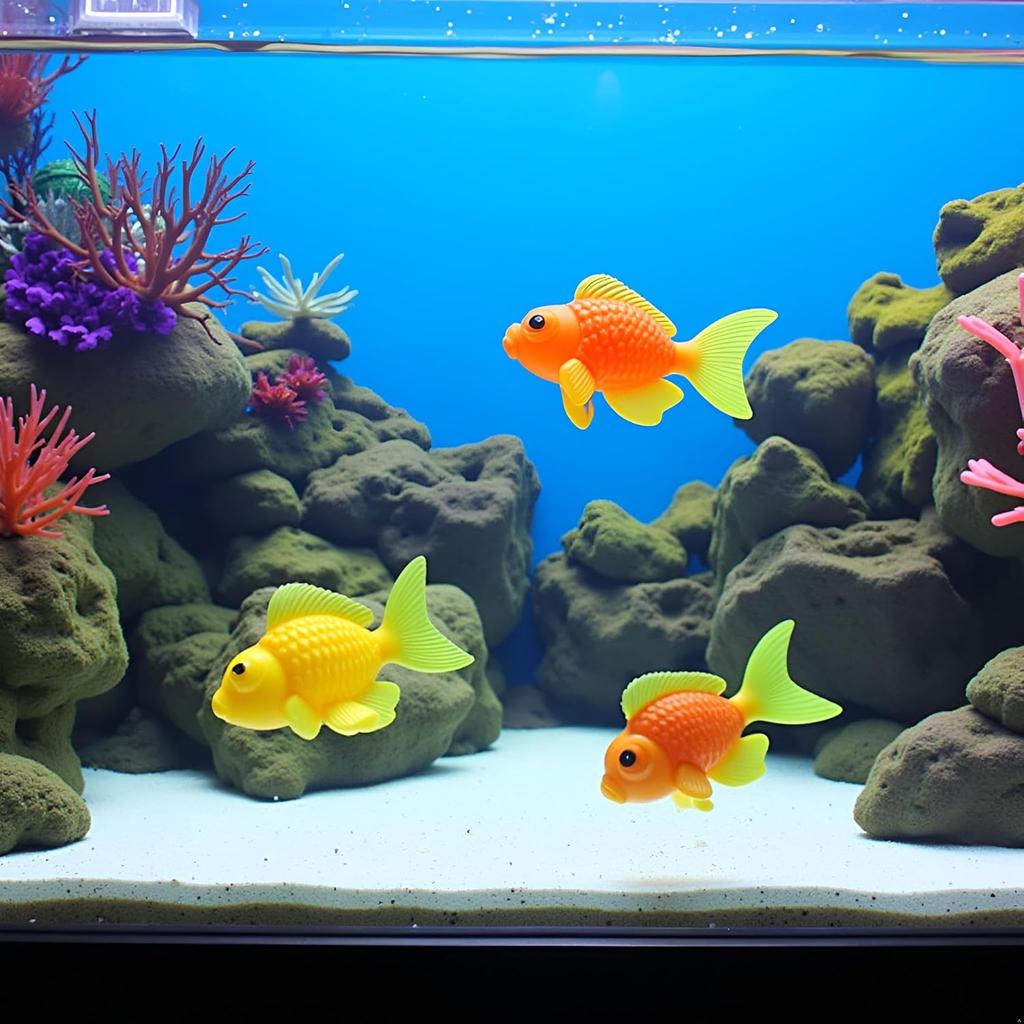 5 Pcs Lifelike Reble Plastic Artificial Moving Floating Fishes Ornament Decorations for Aquarium Fish Tank Pet Supplies