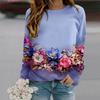 Fall Autumn Women'S Fashion O Neck Long Sleeve T-Shirt Loose Clothes Cool Rose Print T Shirt For Girls Street
