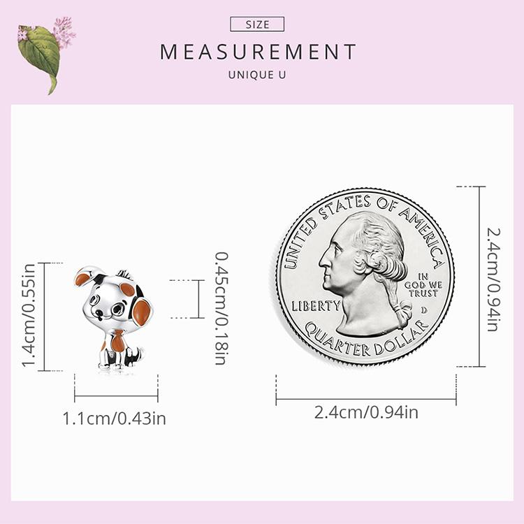 WOSTU 925 Sterling Silver Animal Puppy Cute Dog Bead Charm for Bracelet Women DIY Fashion Jewelry Enamel Pet Bead Accessories