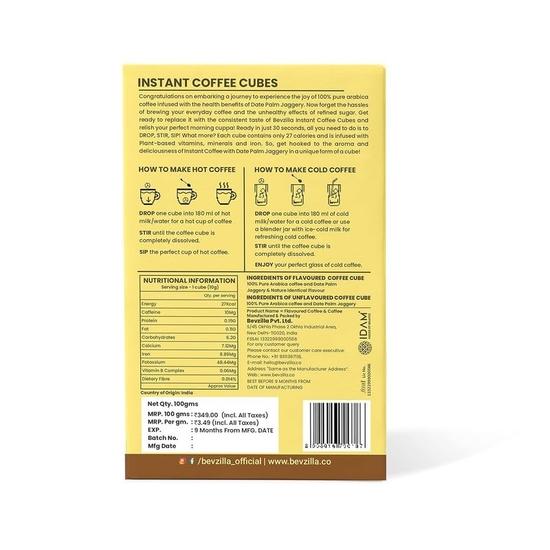 Набор из 10 ассорти кубиков растворимого кофе Bevzilla с джаггери из финиковой пальмы, 4 вкуса, кофе арабика, без рафинированного сахара | Наслаждайтесь горячим и холодным