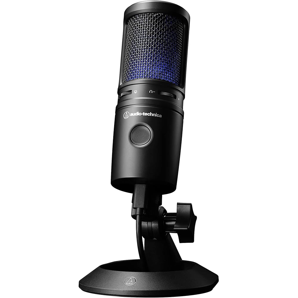 Конденсаторный микрофон Audio-Technica AT2020USB-X с кнопкой отключения звука, регулятором громкости, USB Type-C для игр, стриминга, создания контента