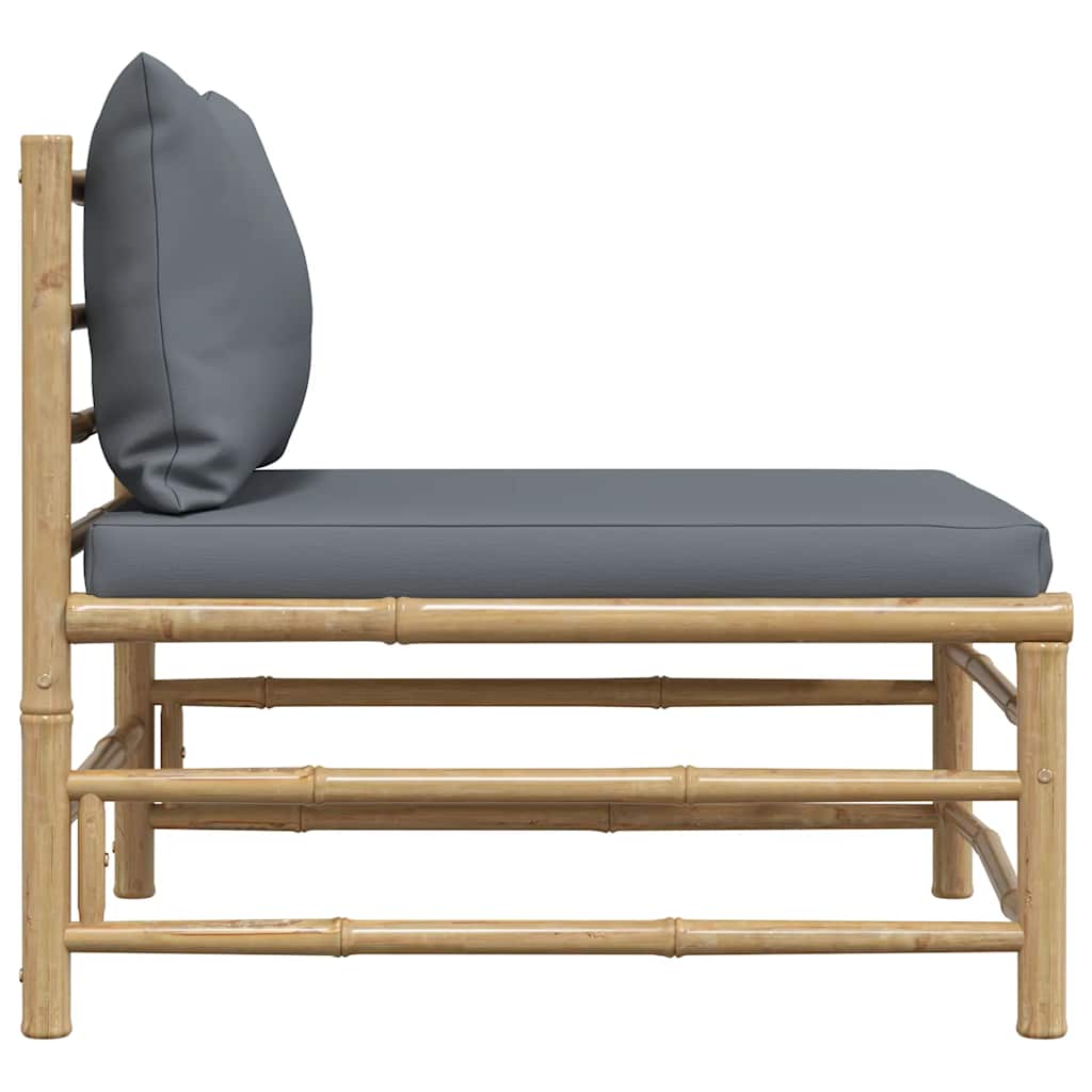 vidaXL Garten-Mittelsofa mit Dunkelgrauen Kissen Bambus