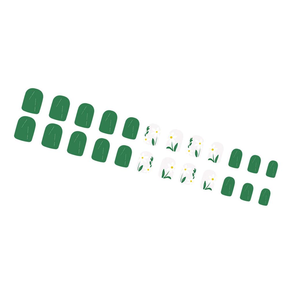 24 шт. накладные ногти с цветами светло-зеленого цвета, глянцевые, с полным покрытием, наклеиваются на ноготь, короткие, квадратные, накладные ногти