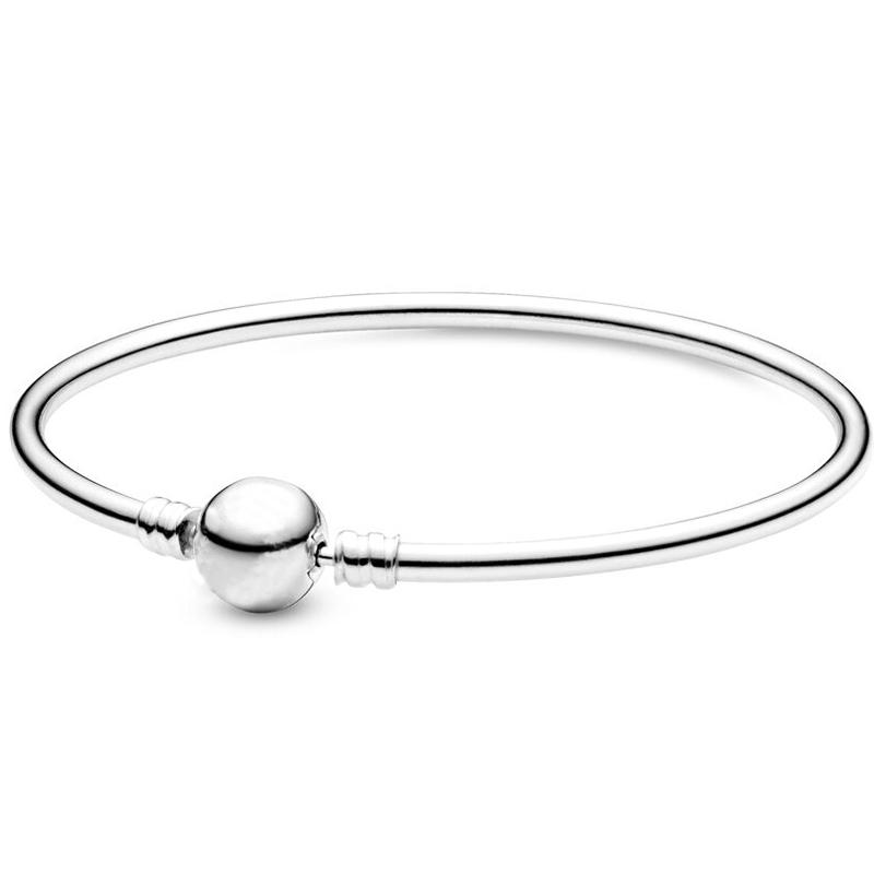 Оригинальные моменты Pave Сердце Застежка Змея Цепочка Браслет Подходит 925 Стерлингового Серебра Бусина Шарм DIY Ювелирные Изделия