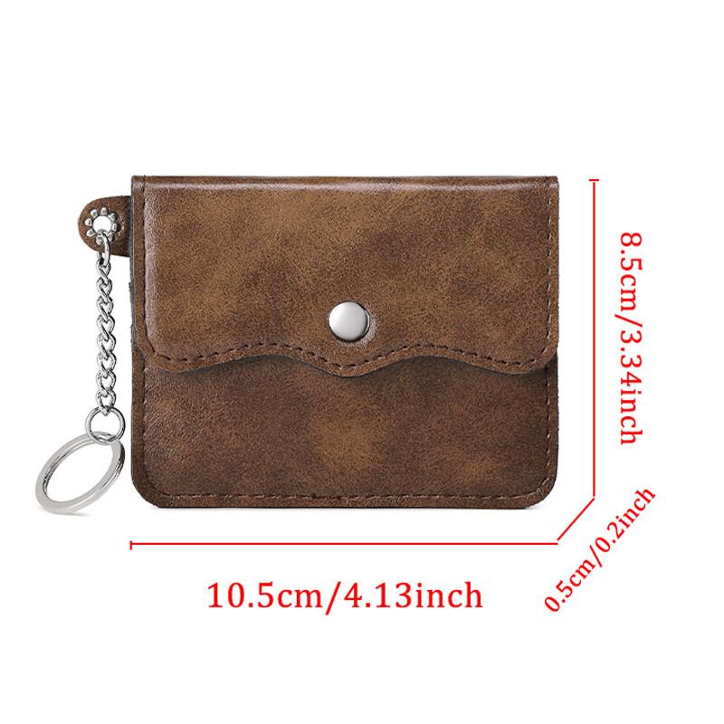 Retro 4-card Slot Card Bag Compact and Portable with Keychain Attached Making Travel More Convenient