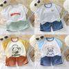 Childrens Summer Cartoon Hoodie And Shorts Set With Soft Cotton For Kids