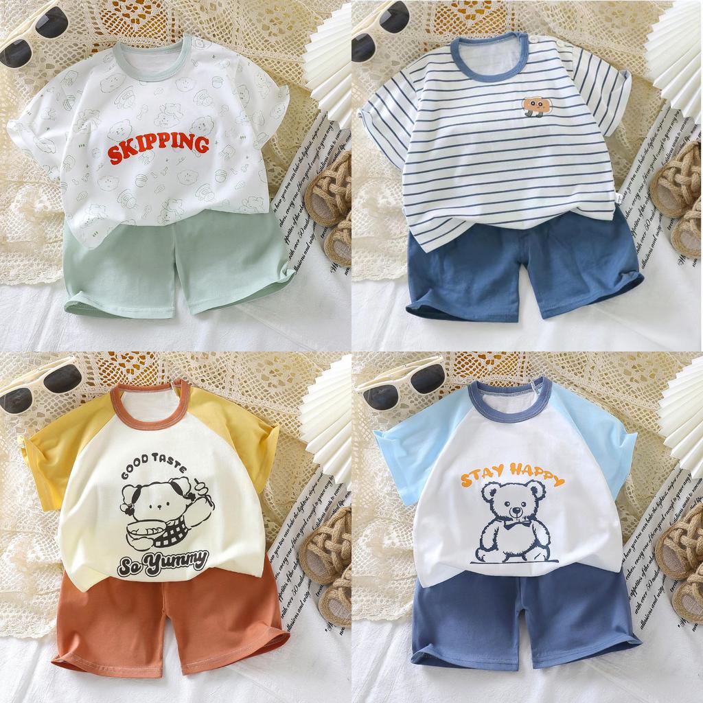 Childrens Summer Cartoon Hoodie And Shorts Set With Soft Cotton For Kids