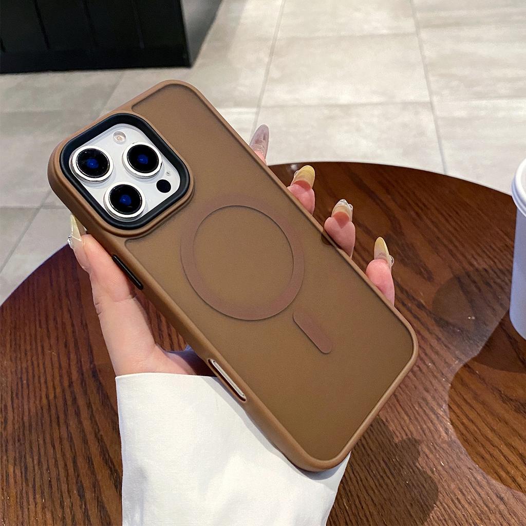 Black Frame Matte Skin Magnetic Phone Case Simple for Apple Phone Protective Case Cute Magsafe Protective Case