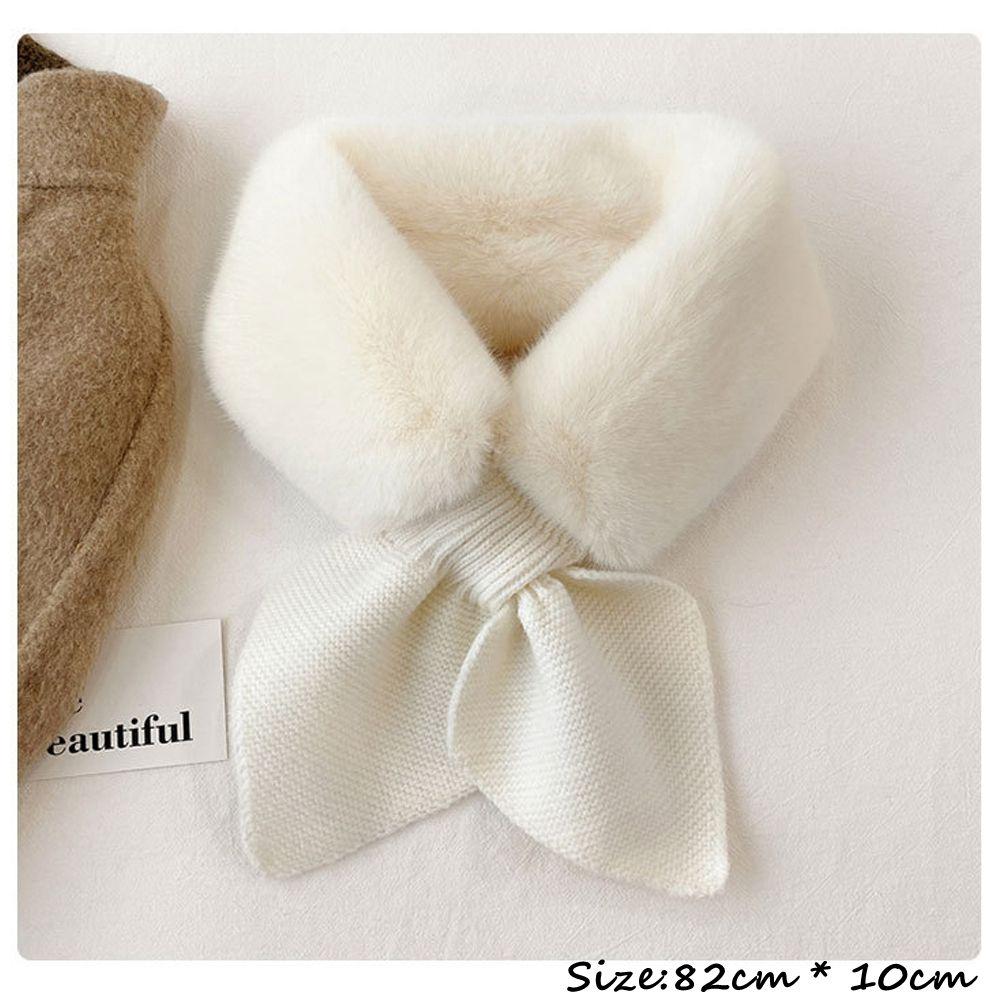 Coffee Color Faux Fur Rabbit Women Autumn Winter Thicken Warm Knitted Wool Scarf Neck Guard Scarves