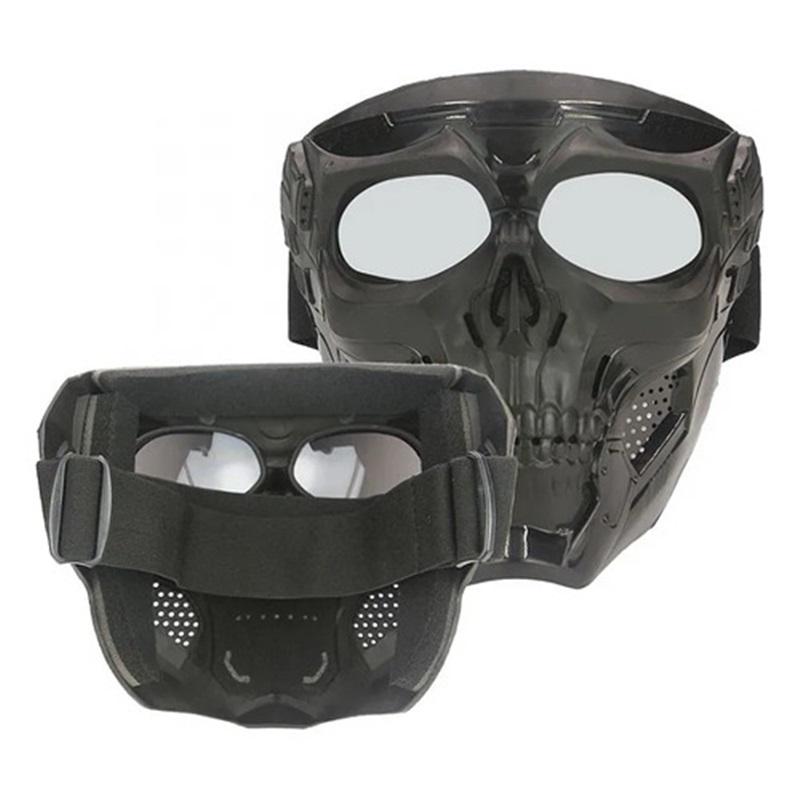 Scary Full Face Skull Mask (black) With Glasses For Hallowee