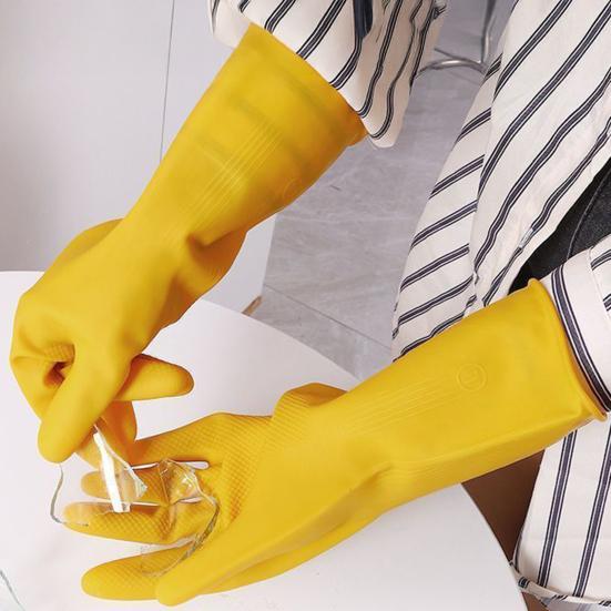 2 Pairs Rubber Dishwashing Gloves Housework Kitchen Car Waterproof Gloves Excellent Grip Protect Care
