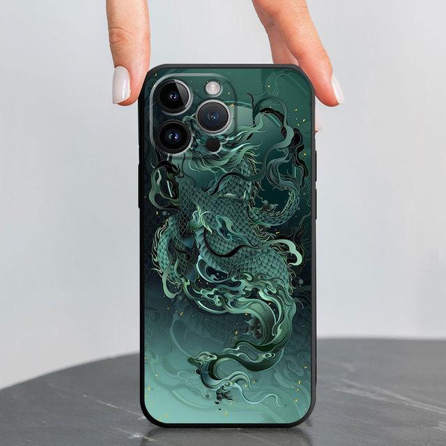 Black Soft Phone Case For Iphone 12 Mini 13 Pro 8 Plus 7 6s Se 11 14 Pro Max Xr Xs X Cover Fashion Chinese Tiger Dragon Shell