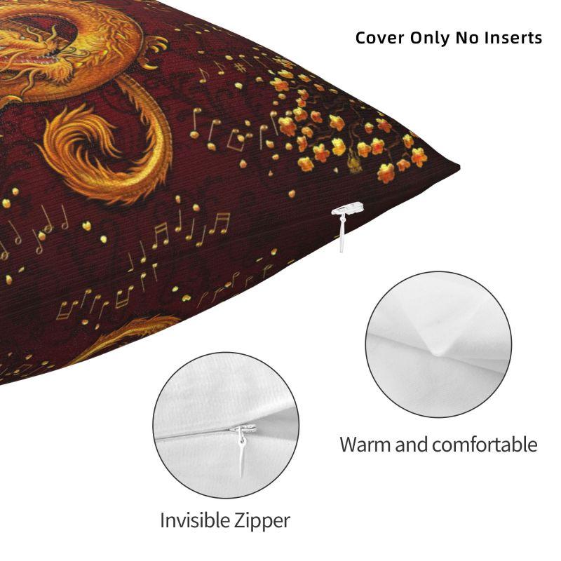 Скрипичный ключ Музыка Дракон Наволочка Декорация для гостиной Чехол для подушки на диван или кресло Полиэстер Уютная наволочка Дакимакура