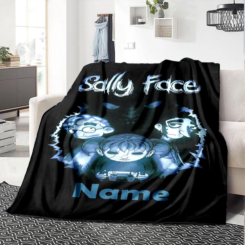 Custom Name Sally Face Theme Printed Blanket - Perfect for Couch, Bed, Travel & Outdoor Use | Machine Washable, Cozy & Durable.
