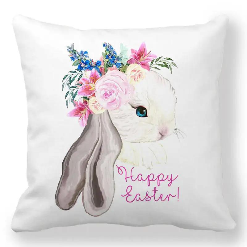 Easter Bunny Print Cushion Cover Spring Easter Egg Hare Pillowcase Home Decoration 40/45/50/60cm