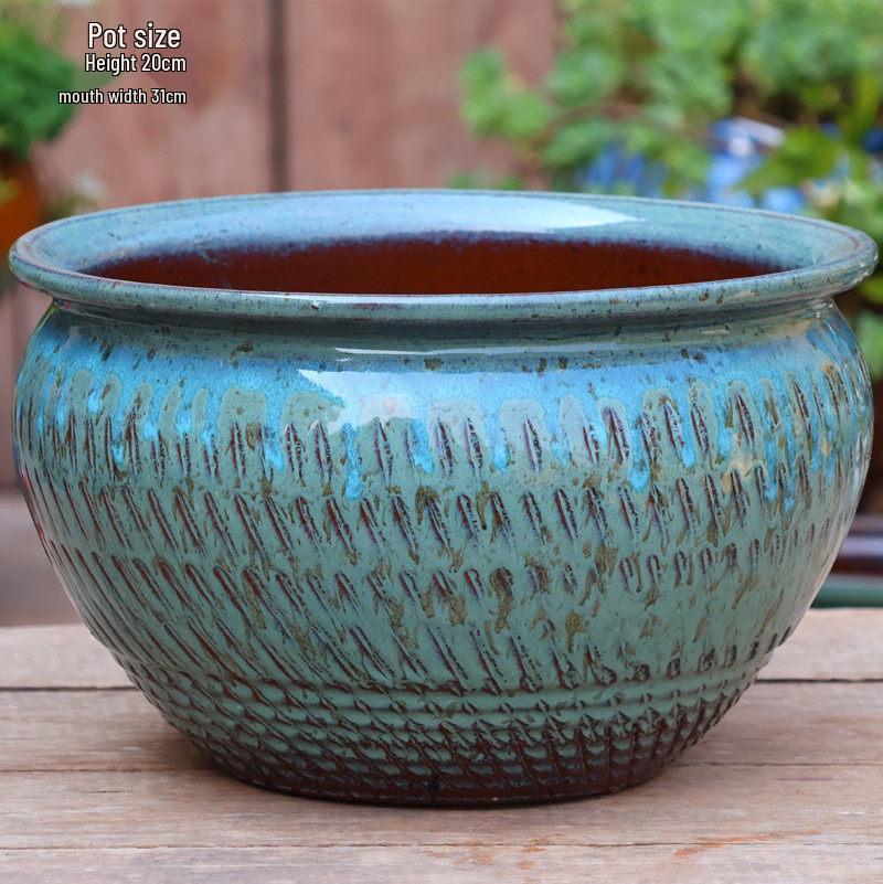Extra Large Ceramic Bonsai Pot with Wide Caliber, Coarse Pottery for Succulents and Bougainvillea.